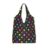 Custom Recycling Classic Black And White Polka Dot Shopping Bag Women Tote Bag Portable Grocery Shopper Bags