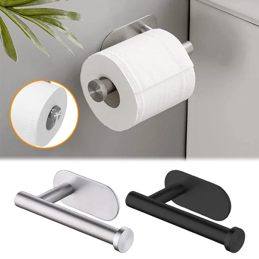 No Drilling Toilet Paper Holder SUS304 Stainless Steel Self-Adhesive Wall Mount Tissue Towel Roll Dispenser for Bathroom Kitchen