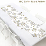 Christmas Tablecloth, Linen Table Flag, Table Cover for Christmas Decorations for Home, Navidad Noel, Gifts, Snowman Tablecloth 