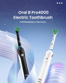 Cepillo de dientes eléctrico Oral B Pro4000 3D Action Clean, 4 modos, sensor de presión visible, dientes más blancos, recargable para adultos.