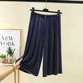 Modal Plus Size Capri Pants Women's Summer Loose Fit Wide Leg Elastic Waist Casual Lounge Shorts