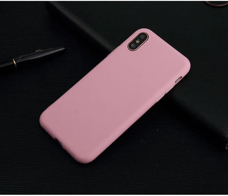 Funda de TPU suave ultrafina de color caramelo para iPhone X, XR, XS, XS Max, color sólido simple