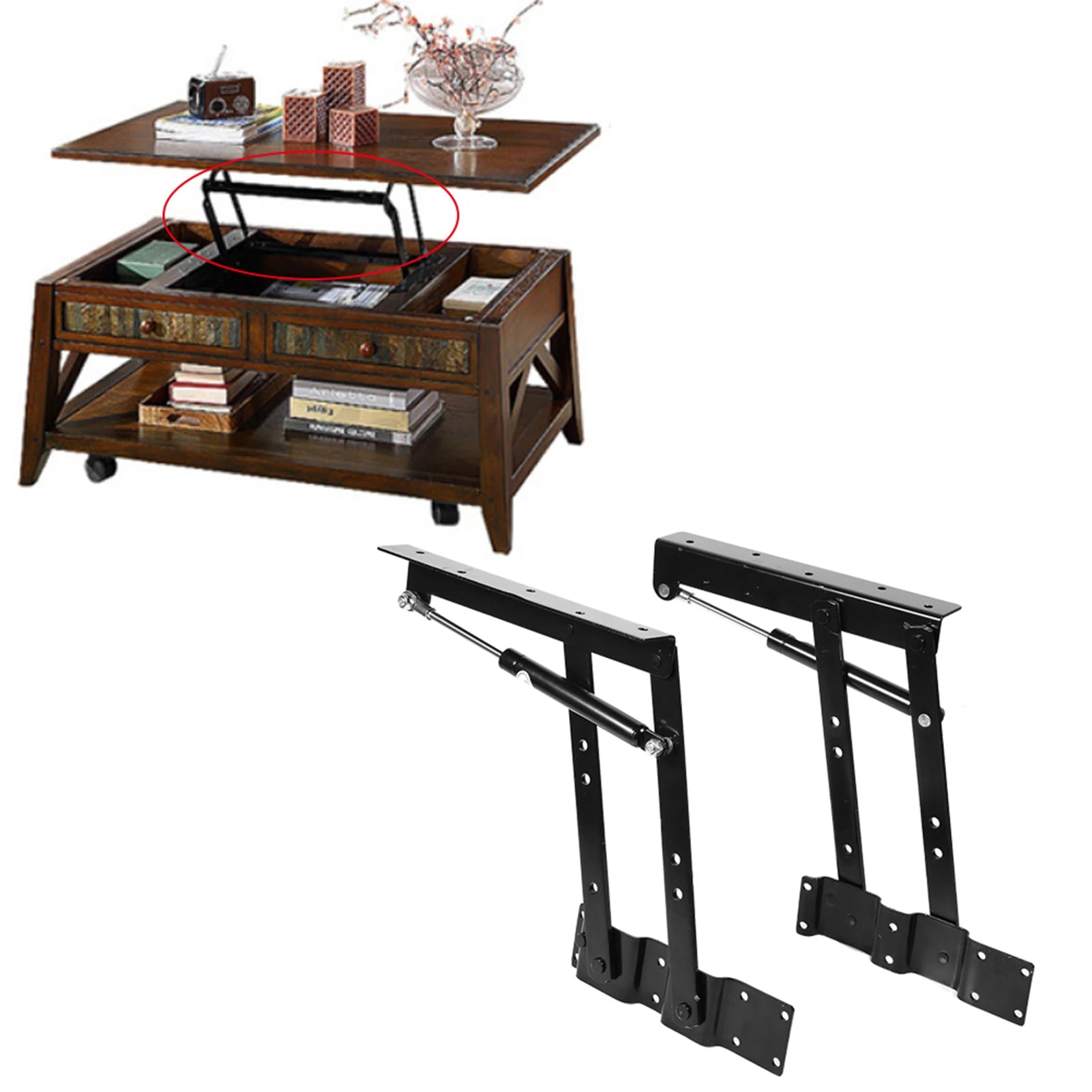 Mecanismo de bisagra hidráulica, Hardware de elevación superior, 2x práctico mecanismo de mesa de centro, Hardware, marco de elevación superior, muebles