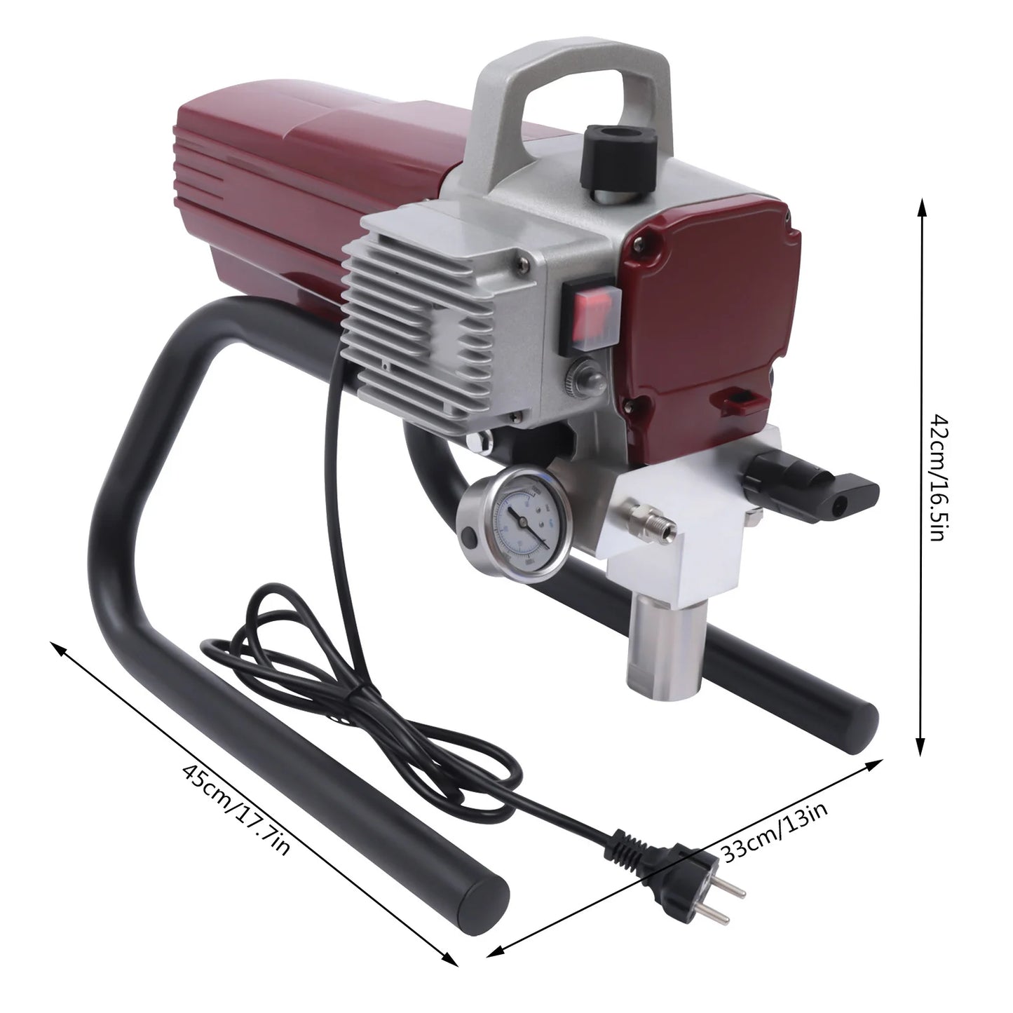 Kit de pistola pulverizadora de tinta elétrica sem ar, 1800w, pressão de pulverização ajustável com tubo para parede, teto, madeira, pintura de metal