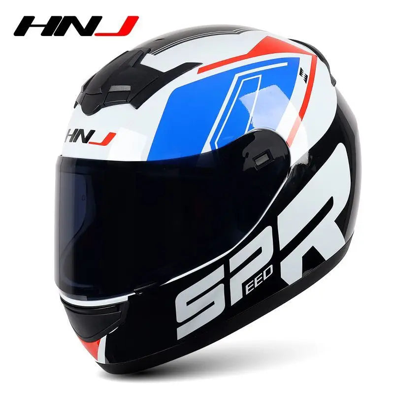 HNJ Men Motorcycle Helmet Women Full Face Helmet Riding Personality Horn Pink Helmet DOT Certification Motorcycle Helmet