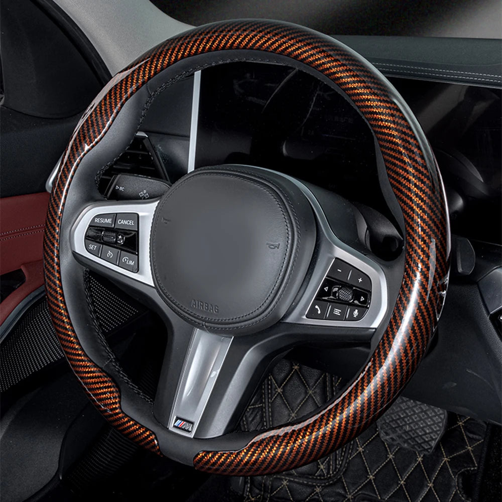 Steering Size 36-38cm Universal Non-slip D-shaped Round Breathable Car Steering Wheel Cover Protector Suitable Auto Accessories