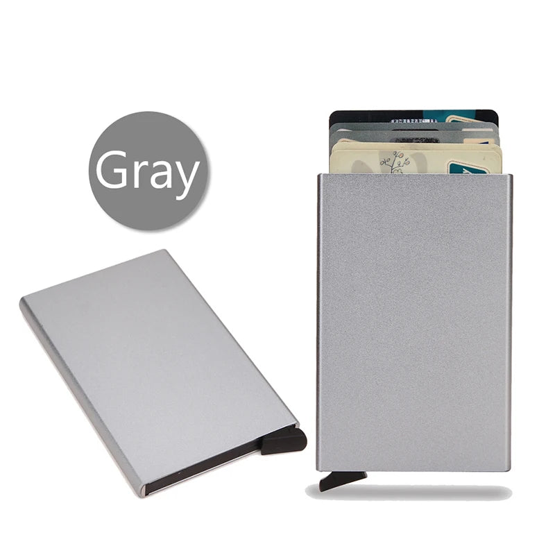Tarjetero RFID de aluminio metálico, minibilleteras minimalistas y delgadas para hombre y mujer, tarjetero de negocios para hombre y mujer