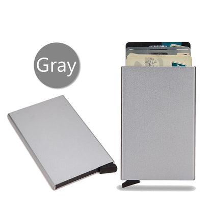 Tarjetero RFID de aluminio metálico, minibilleteras minimalistas y delgadas para hombre y mujer, tarjetero de negocios para hombre y mujer
