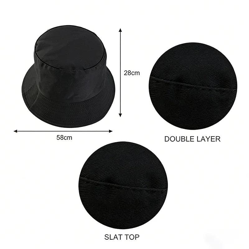 Spring Summer Unisex Solid Color Fisherman Cap Foldable Bucket Hat Outdoor Sunscreen Hat Fashionable Double-Sided Basin Hat