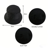 Spring Summer Unisex Solid Color Fisherman Cap Foldable Bucket Hat Outdoor Sunscreen Hat Fashionable Double-Sided Basin Hat