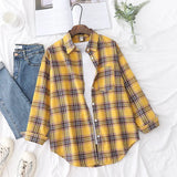 Casual Women's Plaid Shirt 2025 Spring Autumn New Ladies Loose Blouse and Tops Female Long Sleeve Shirts Fresh Checked Clothes