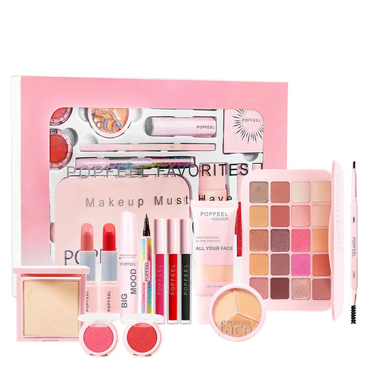 Best-Selling Popfeel Makeup Kit Full Set All-in-One Eyebrow Eyeshadow Eyeliner Lip Gloss Valentine Day Gift for Women Cosmetics