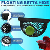 Aqaurium Floating Cave Fish Shrimp Hideout Shelter 3-in-1 Hammock Feeding Ring & Resting Spot for Betta Small Aquatic Pets