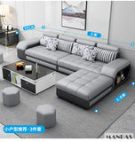 MINGDIBAO Fabric Sofa Set Furniture Living Room Sofa Set with USB and Stools / Big U Shape Cloth Couch Sofas for Home Furniture