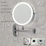 Wall Folding Makeup HD Mirror Double Side Fill Light Magnifying USB Charging Led Tricolor Dimming Bathroom Cosmetic Mirrors
