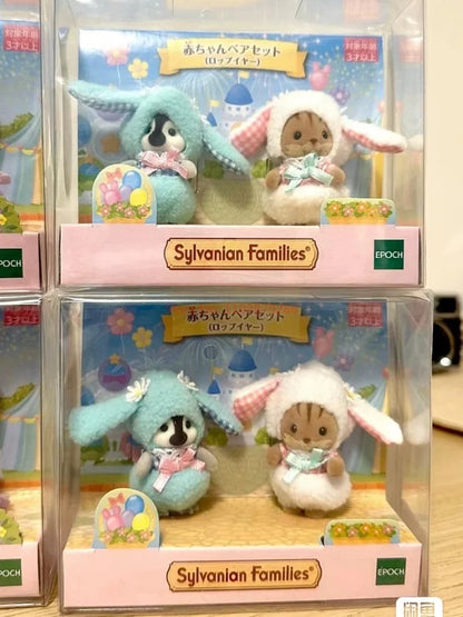 Original Sylvanian Families Anime Girl Figures Baby Raincoat Easter Fruit Kawaii Cute Room Decoration Christmas Gift For Kid Toy