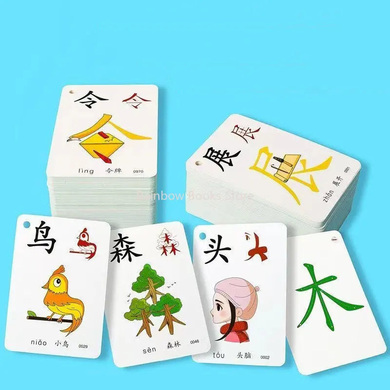 250 Pcs/Set Kid Learning Chinese Language Words Literacy Cards Baby Learning Card Memory Game Educational Toy Card for Kids