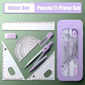 7-Piece Compass and Ruler Set Student Ruler Set Cute Rriangle Ruler Set Exam Specific Ruler Box Set Ruler Set School Starts
