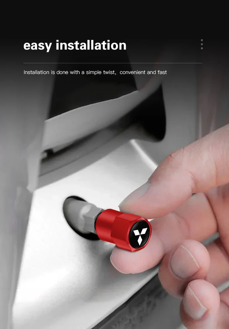 4 tapas de válvula de neumático de coche, cubiertas de metal para rueda, accesorios para Mitsubishi Eclipse Lancer Pajero ASX Colt I200 Space Delica Ex