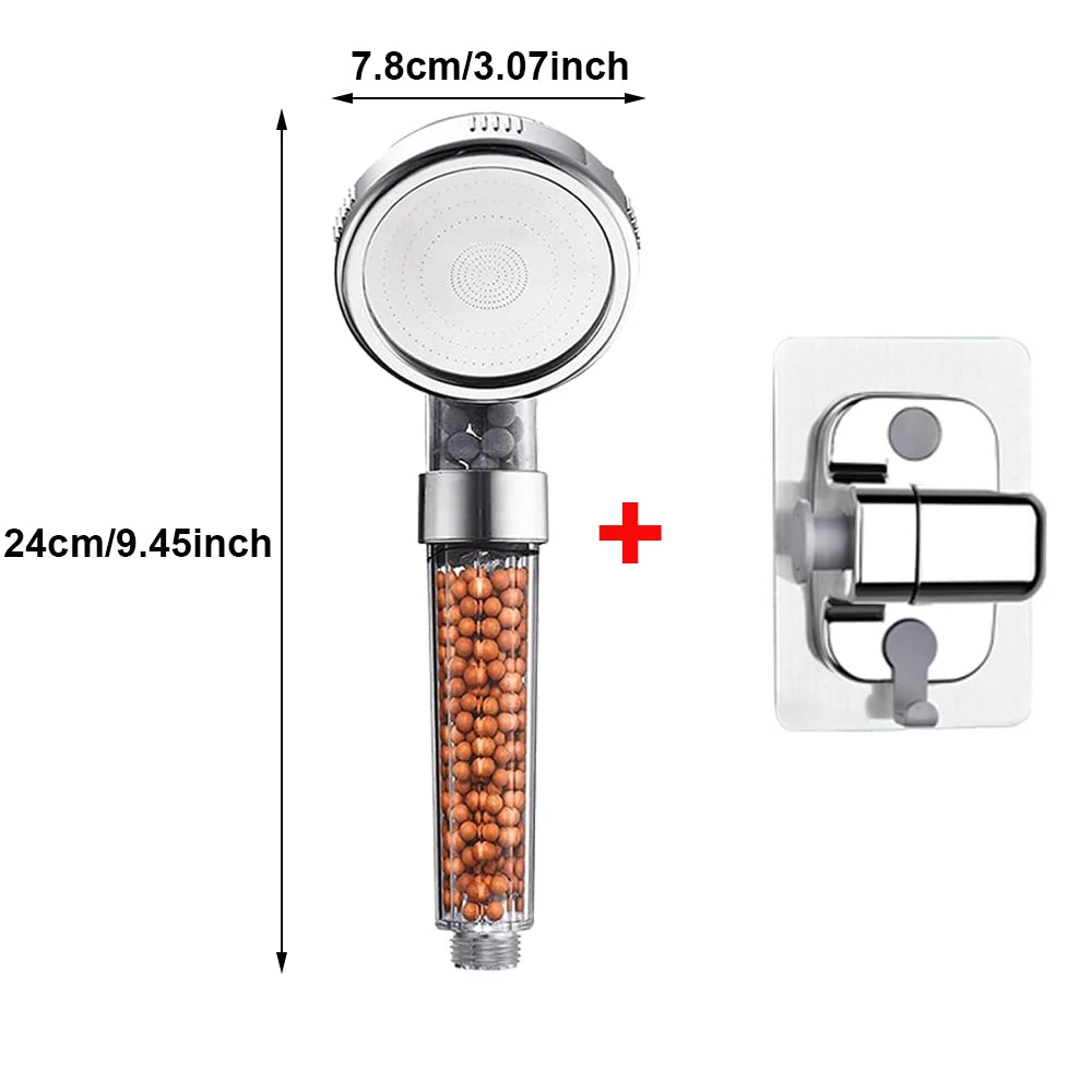 Anti Limestone Filtered Shower Head ABS High-Pressure Water Saving Handheld Clear Showerheads with Filter Beads for Bathroom