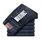 Wthinlee New Business Men's Jeans Casual Straight Stretch Fashion Classic Blue Black Work Denim Trousers Male Brand Clothing