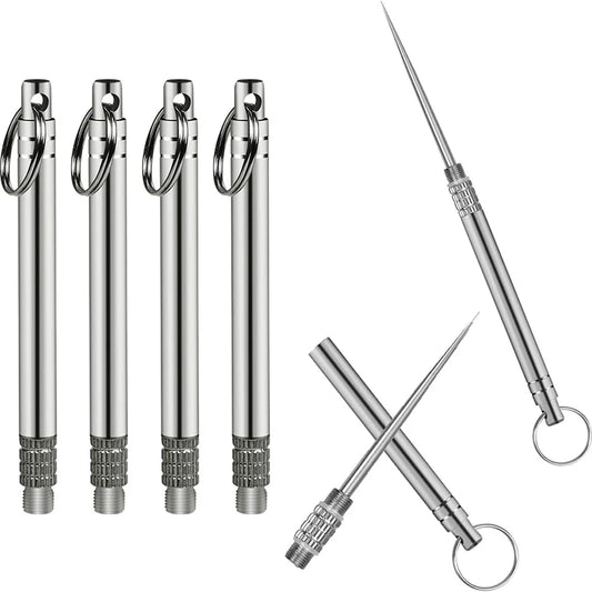 Palillos de dientes portátiles de titanio, de bolsillo y de metal, de acero inoxidable, reutilizables, para pícnic, camping y viajes.