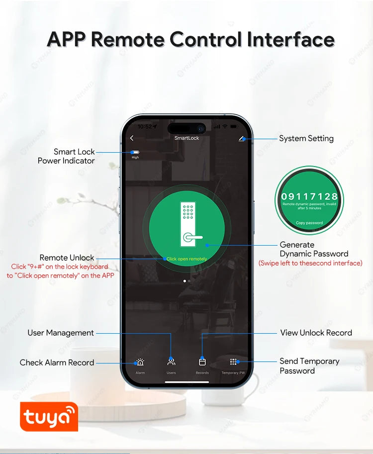 Fingerprint Lock Waterproof Tuya Wifi Remote Control Bluetooth TTLock App Mechanical Electronic Smart Door Lock For home