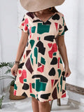 2024 Spring and Summer Cross-border Europe and America New Large Women's Fashion V-neck Shirt Dress Plus Size