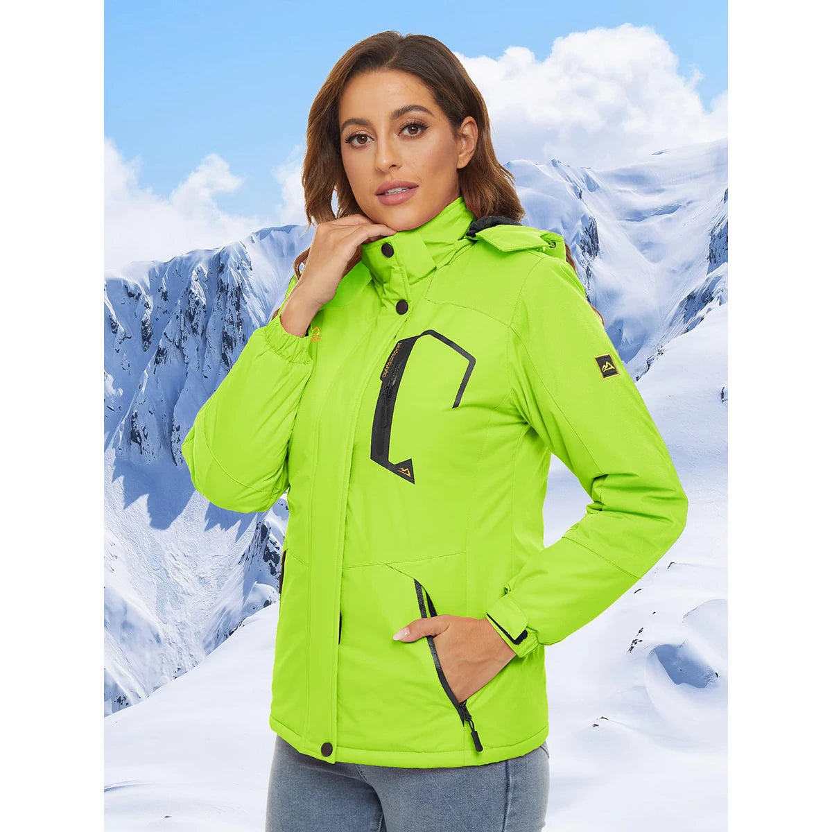 MAGCOMSEN Women's Warm Winter Fleece Lined Hooded Jackets Snowboard Coats Waterproof Ski Jacket Snow Hiking Outdoor Parkas