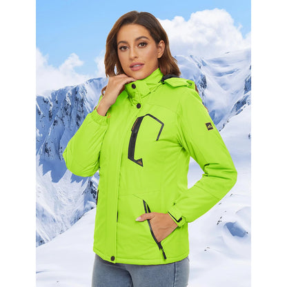 MAGCOMSEN Women's Warm Winter Fleece Lining Hooded Jackets Snowboard Coats Waterproof Ski Jacket Snow Hiking Outdoors Parkas
