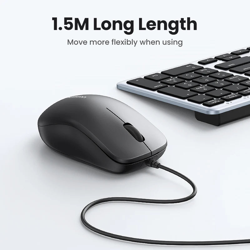 UGREEN USB Wired Mouse with Ergonomic Design 1200 DPI 3 Buttons Mouse for Laptops and PCs