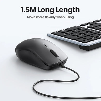 UGREEN USB Wired Mouse with Ergonomic Design 1200 DPI 3 Buttons Mouse for Laptops and PCs