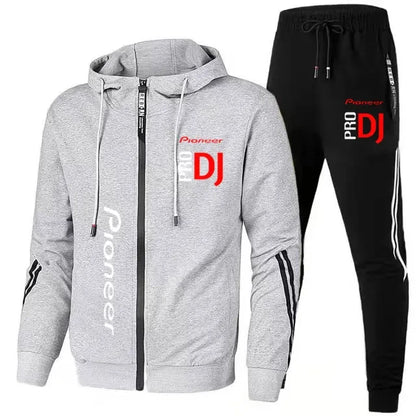 Spring and Autumn Pioneer Pro DJ Fashion Zipper Hooded Sweater Casual Sports Wear Men's Formal Pants Set