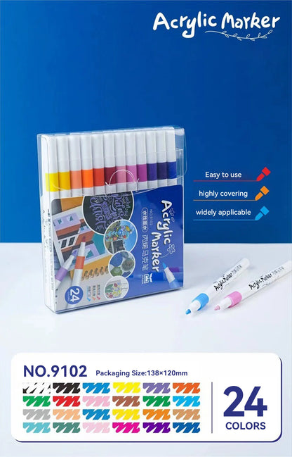 Acrylic marker pen set/12-60 colors/multi-purpose art watercolor pen/quick drying/student painting marker/stationery supplies