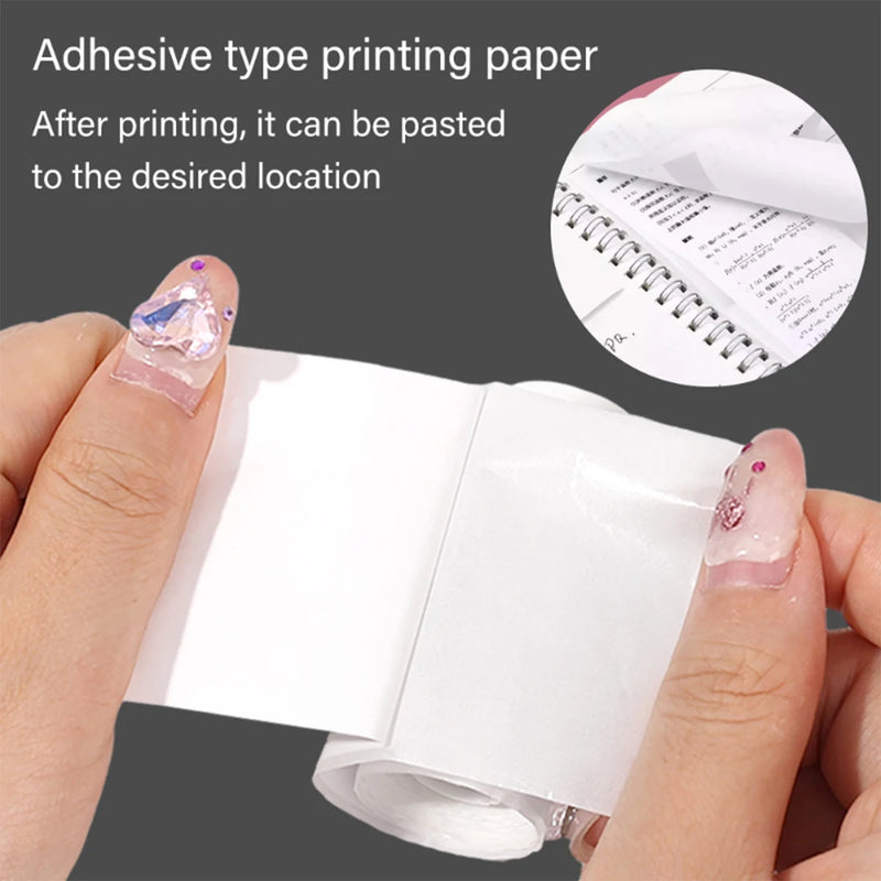 Mini Pocket Printer 5 Rolls Of Self-Adhesive Paper Portable Thermal Printer For Printer Suitable For Home Office Study And Work