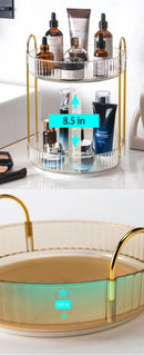 Organizador de maquillaje giratorio para tocador, organizador de 3 niveles para el cuidado de la piel, gran espacio de almacenamiento para encimera de baño, soporte transparente para cosméticos, tocador