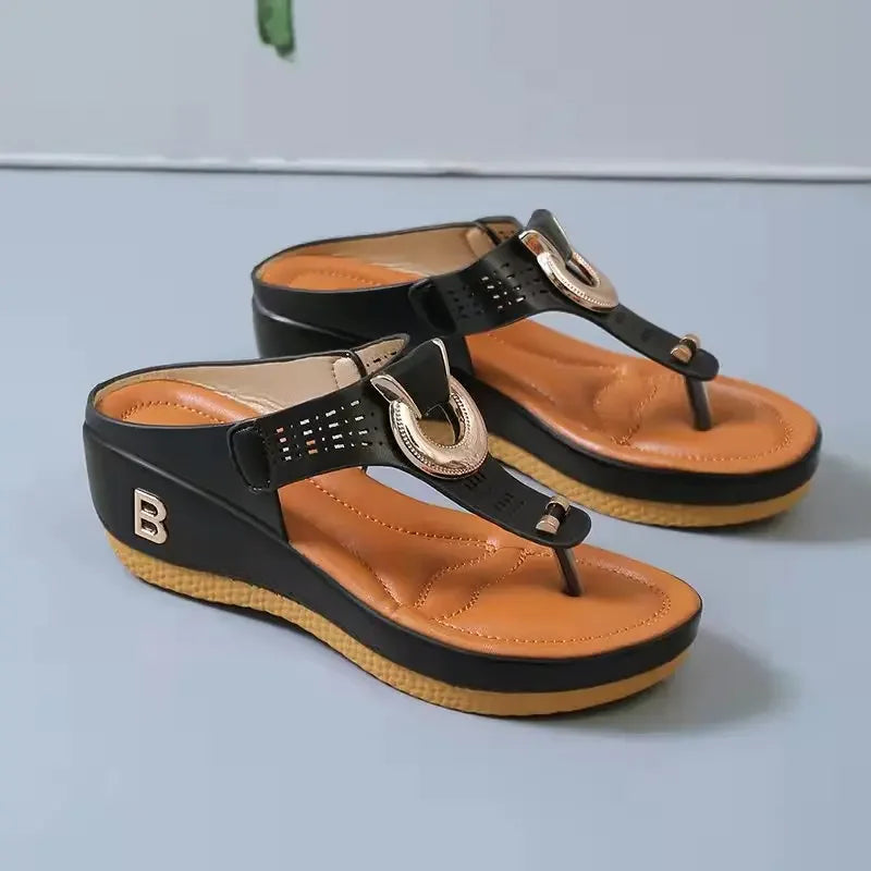 Women New Summer Sandals Open Toe Beach Shoes Flip Flops Wedges Comfortable Slippers Cute Sandals  Femme Plu Size 35~43