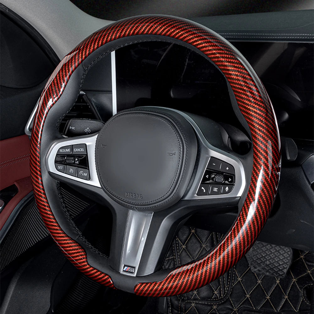 Steering Size 36-38cm Universal Non-slip D-shaped Round Breathable Car Steering Wheel Cover Protector Suitable Auto Accessories