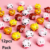 12Pcs Cute Cartoon Animal Pull-Back Inertia Car Kids Toy Kindergarten Activities Gifts For Children