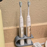 Suporte para Escova de Dentes Elétrica Resistente e Ecológico com Dois Orifícios, Organizador de Bancada para Itens Essenciais do Banheiro
