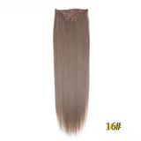 Kit 4 peças extensões de cabelo liso 60cm clip in aplique sintético ombre castanho e louro
