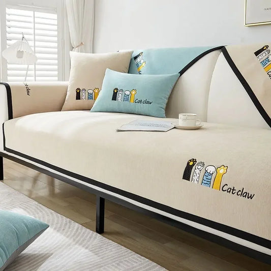 High-Grade Chenille Sofa Cushion Four Seasons Universal Non-Slip Straight Sofa Cover Straight Sofa Cushion Set