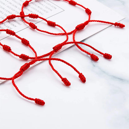2 Pieces Red String Handmade Bracelets Black Cord Bracelet Adjustable Kabbalah Red Knot String Bracelet Amulet for Protection