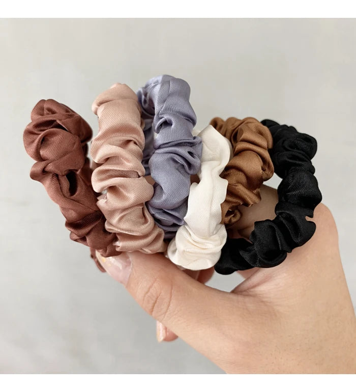 3/5/6Pcs Elegant Ponytail Holder Rubber Band Elastic Hairband Hair Accessories Silk Satin Scrunchies Women Solid Color Hair Rope