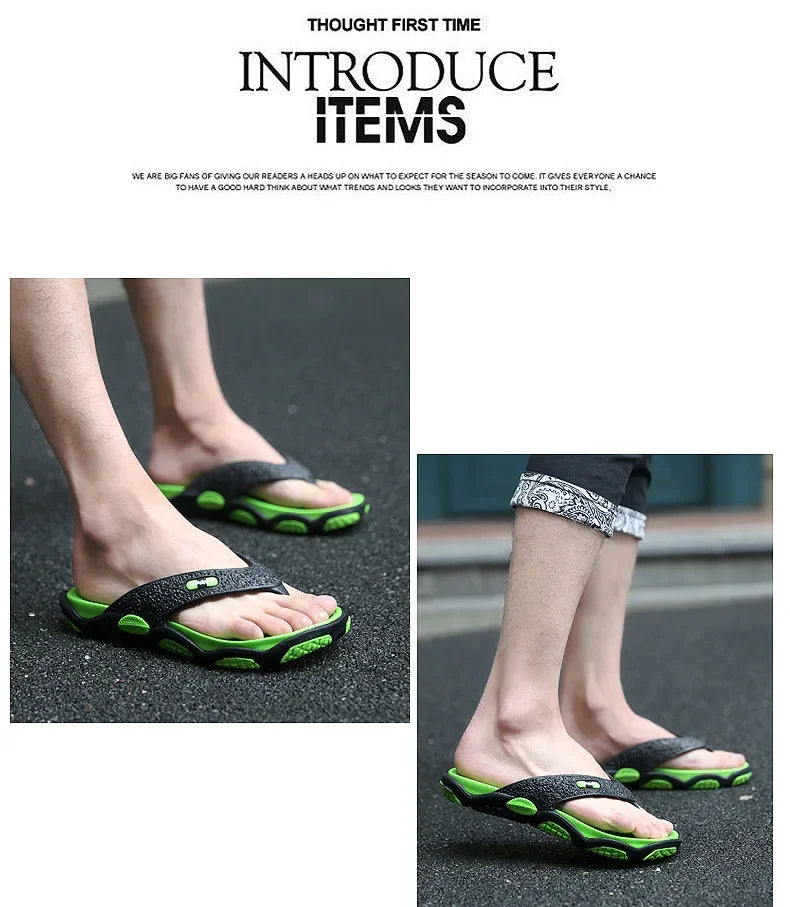 Men's Summer 2025 Trendy Flip Flops Beachwear Slippers Anti-slip Deodorant Casual Shoes Plastic Slip-On Sandals for Adults