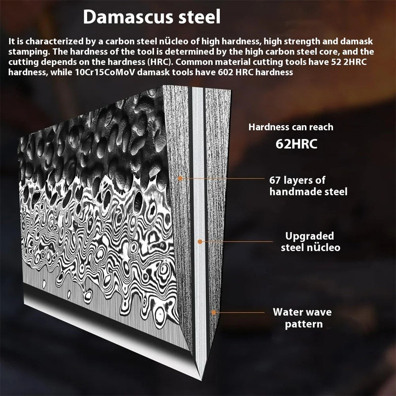 Damascus Chef's Knife Professional 67 Floors Vg-10 Japanese Kitchen Knife Chef's Meat Cleaver Knives For Kitchen  Wooden Handle