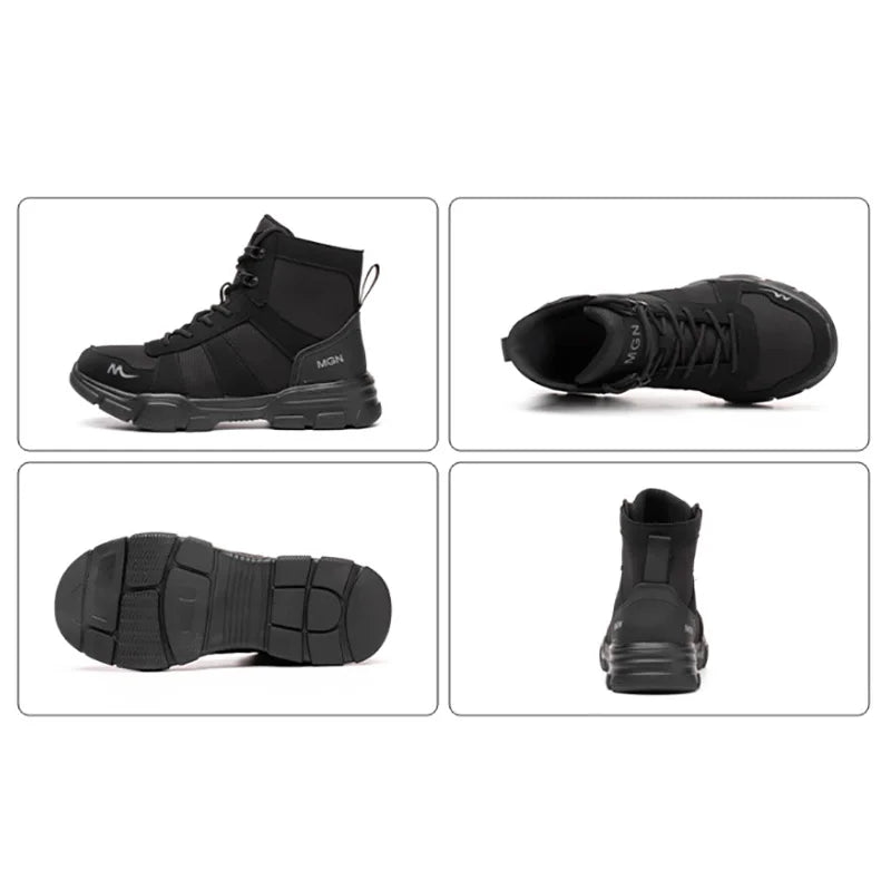 Work Boots Indestructible Safety Shoes Men Steel Toe Shoes Puncture-Proof Sneakers Women Non Slip Work Shoes Male Tactical Boots