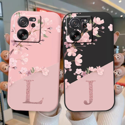 Funda para Xiaomi 13T Pro con diseño de flores y letras, a prueba de golpes, de silicona suave, para Xiaomi 13T