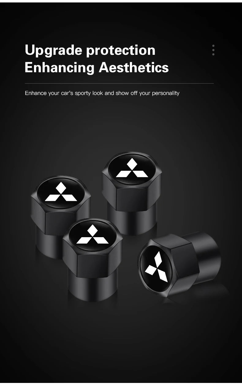 4 tapas de válvula de neumático de coche, cubiertas de metal para rueda, accesorios para Mitsubishi Eclipse Lancer Pajero ASX Colt I200 Space Delica Ex