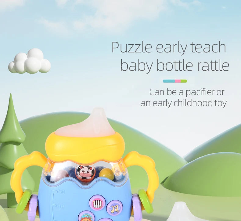 Juguete de biberón con sonajero musical para educación temprana para niños